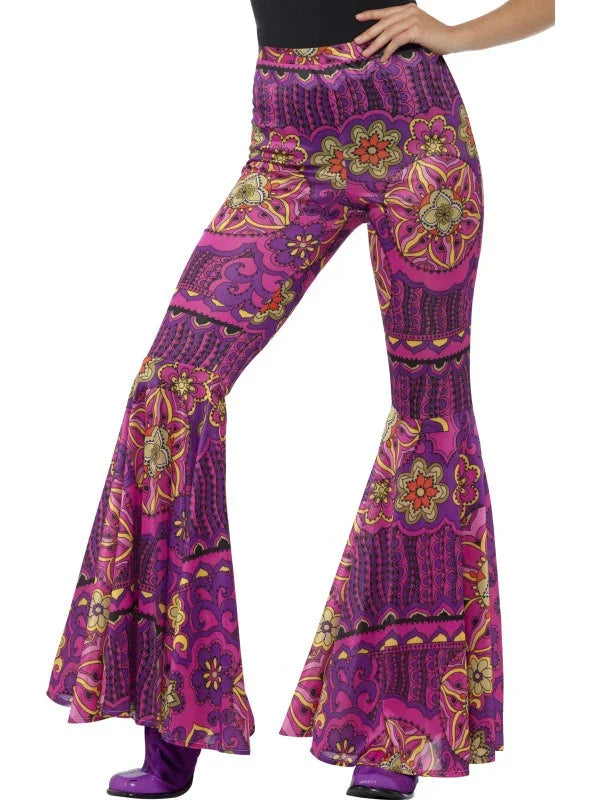 Pantalón de Campana Hippie Psicodélico para Mujer Complementos Hippies Smiffys